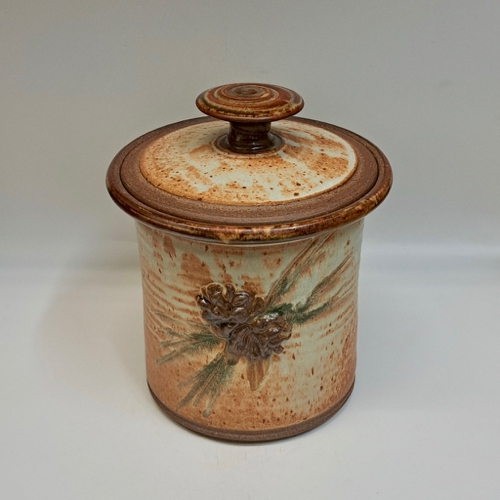 Click to view detail for #230113 Canister, Lidded Pine Cone 7x7 $35